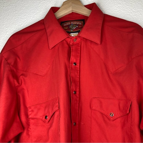 Red Rider Men's Western Shirt Button Down XXL Red Rodeo Snap Buttons Cowboy - Picture 5 of 15